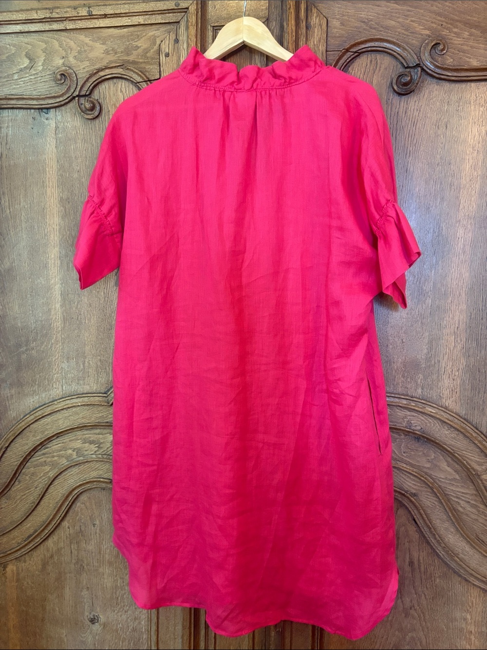 Finley Crosby Bell-Sleeve Ruffle-Trim Linen Shirtdress - Picture 11 of 14